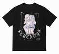 Cat Skull Anime Girls Tee - Black